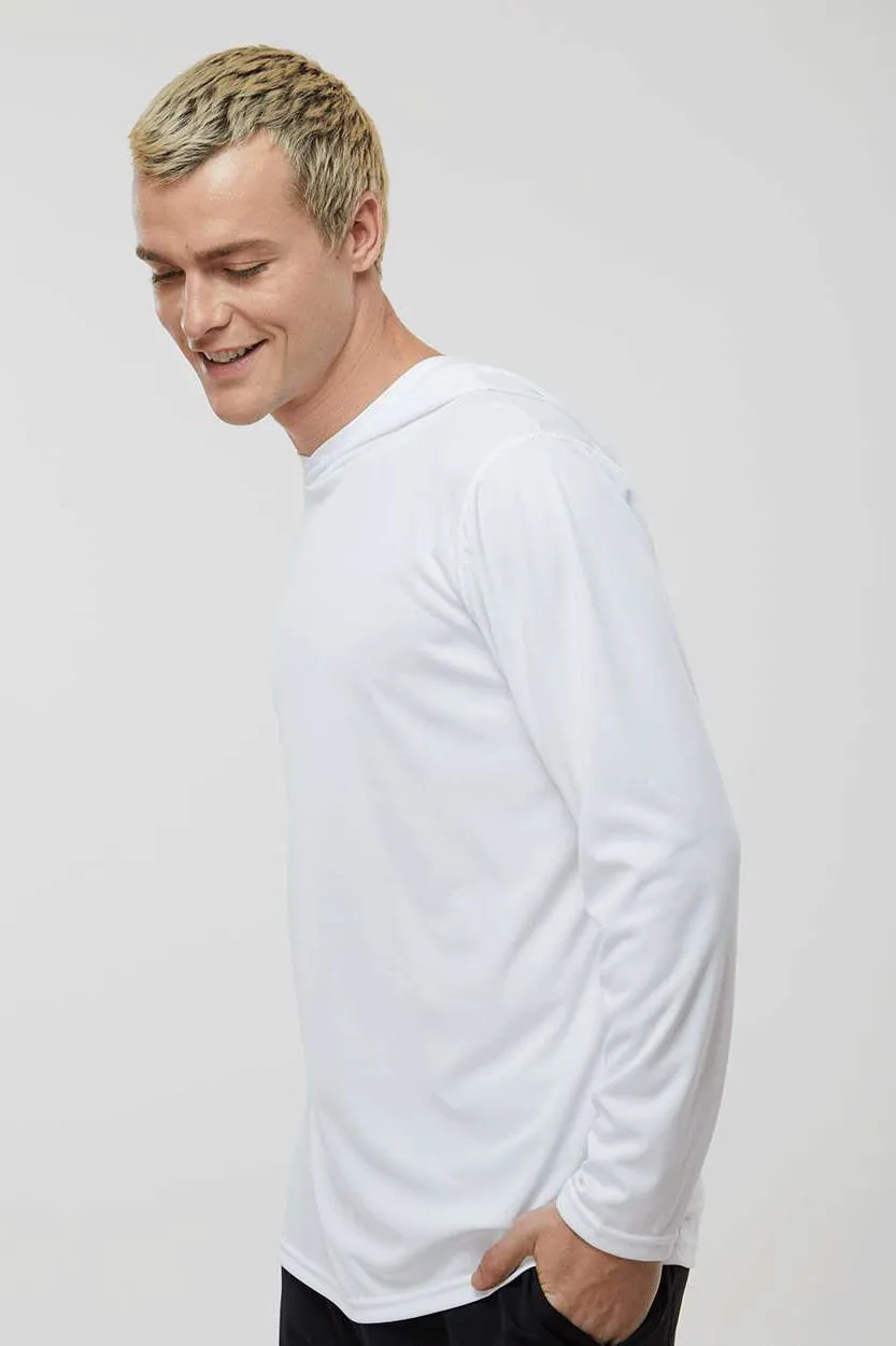Holloway Mens Momentum Moisture Wicking Hooded Long Sleeve T-Shirt Hoodie - White
