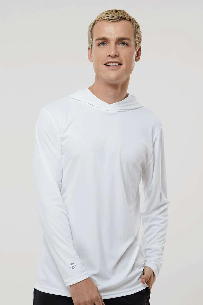 Holloway Mens Momentum Moisture Wicking Hooded Long Sleeve T-Shirt Hoodie - White