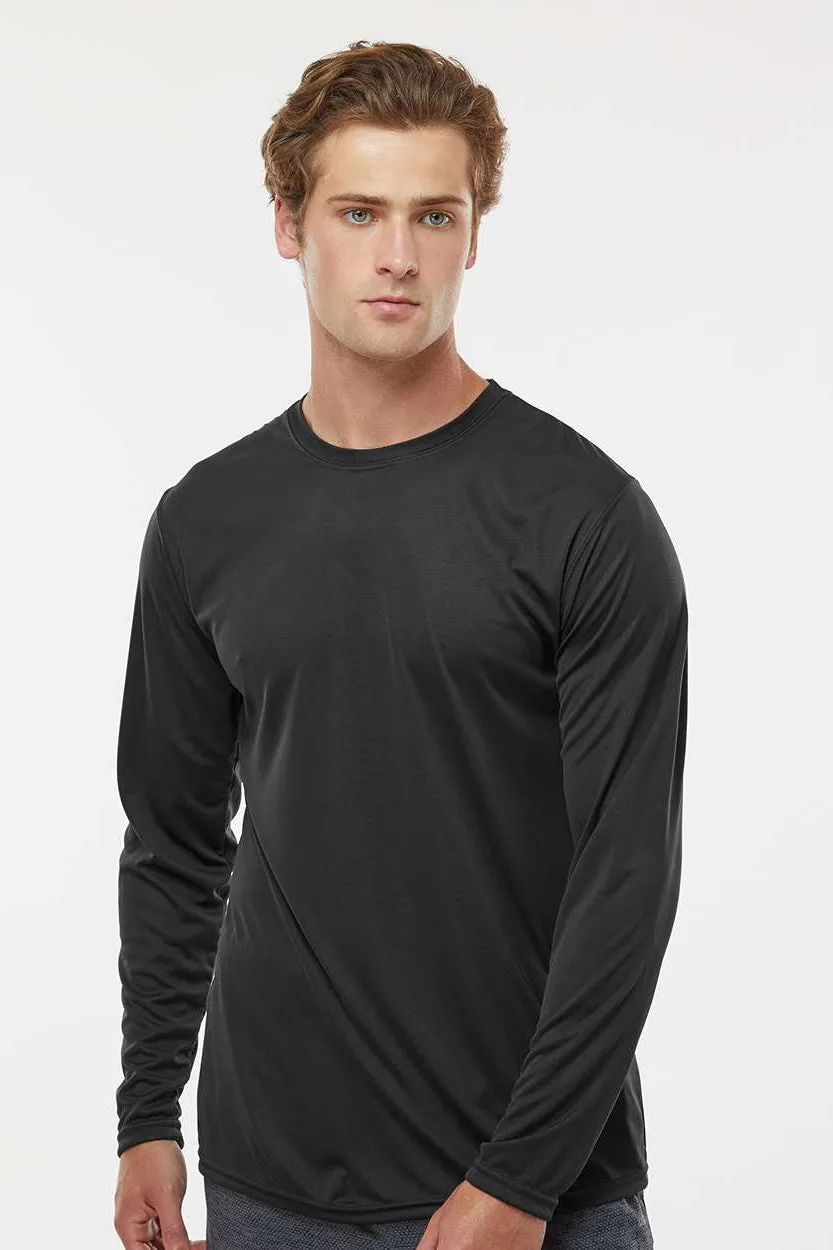 Holloway Mens Momentum Moisture Wicking Long Sleeve Crewneck T-Shirt - Black