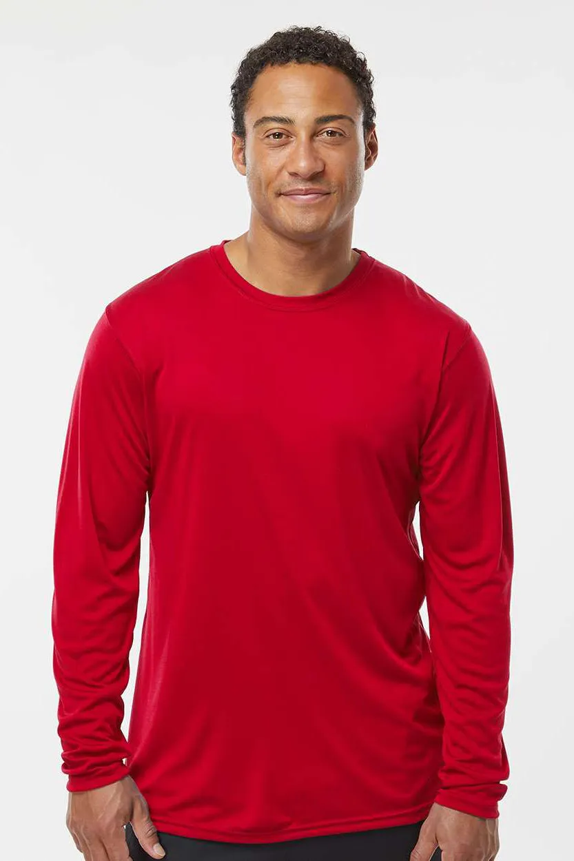 Holloway Mens Momentum Moisture Wicking Long Sleeve Crewneck T-Shirt - Scarlet Red