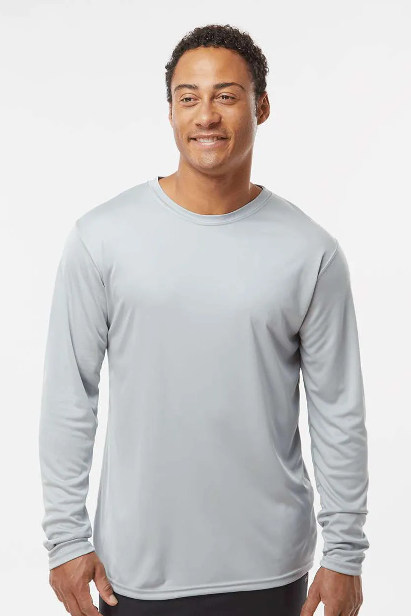 Holloway Mens Momentum Moisture Wicking Long Sleeve Crewneck T-Shirt - Silver Grey