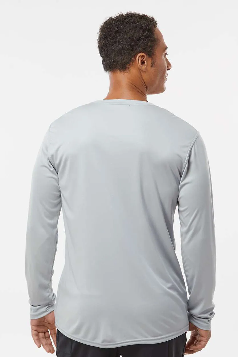 Holloway Mens Momentum Moisture Wicking Long Sleeve Crewneck T-Shirt - Silver Grey