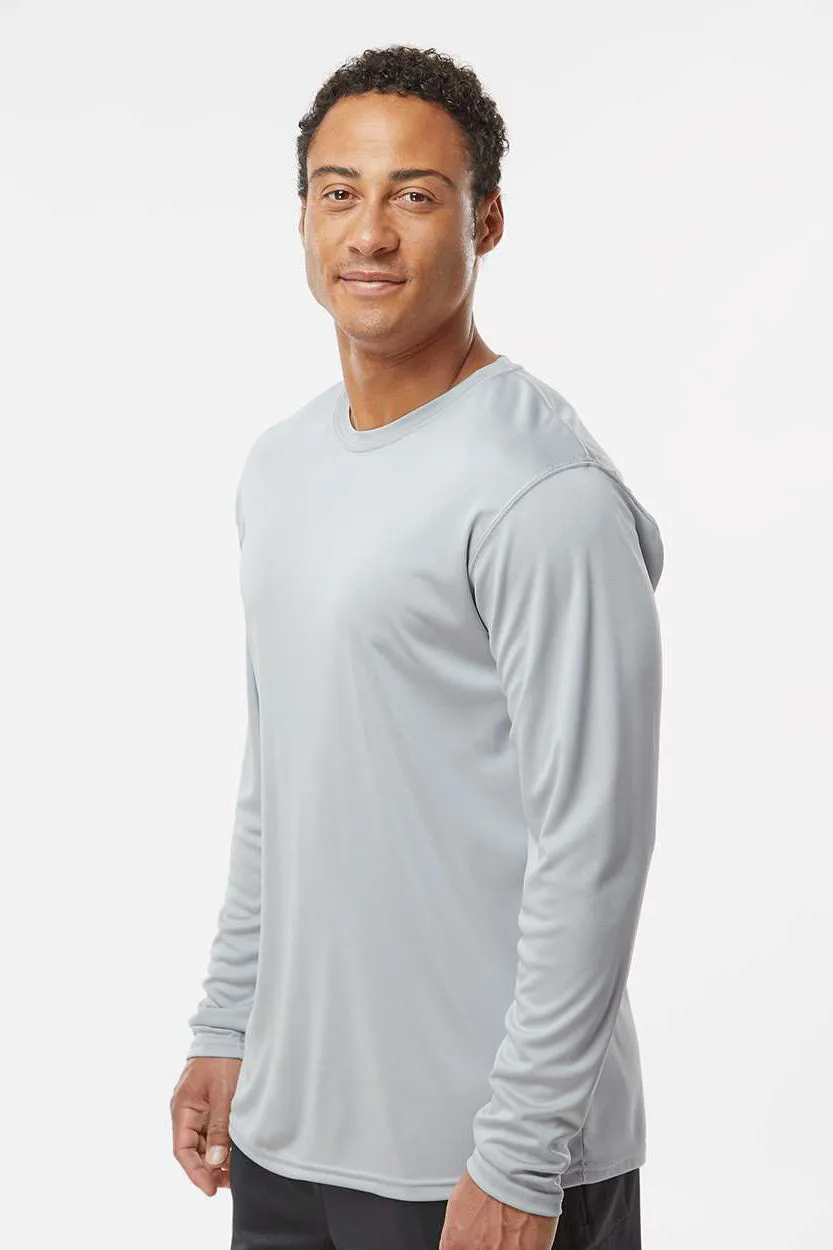 Holloway Mens Momentum Moisture Wicking Long Sleeve Crewneck T-Shirt - Silver Grey