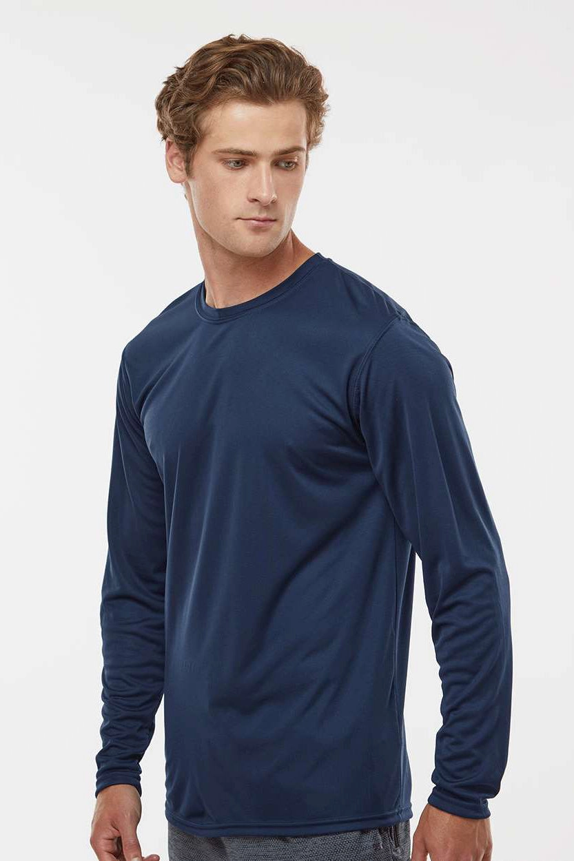 Holloway Mens Momentum Moisture Wicking Long Sleeve Crewneck T-Shirt - Navy Blue