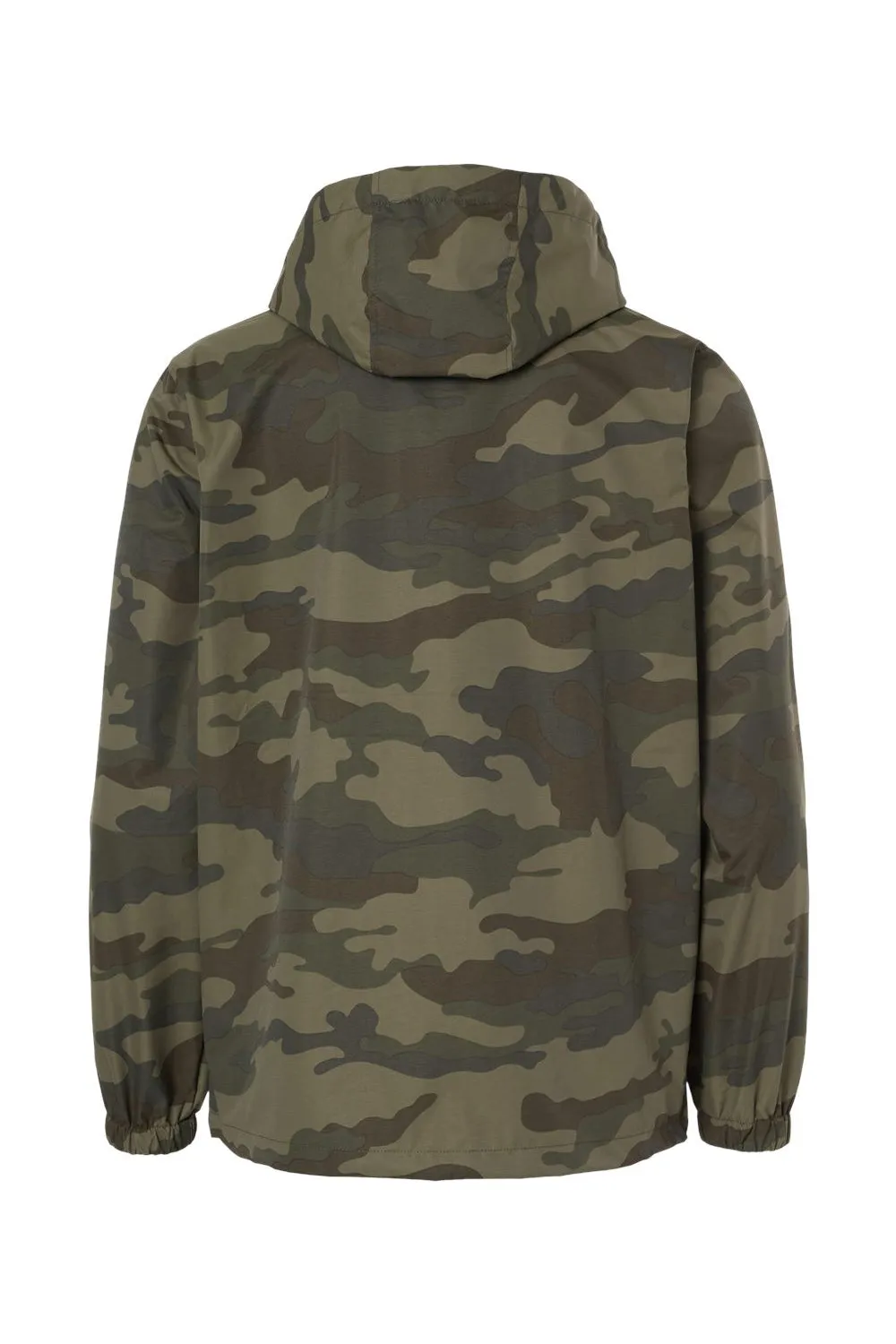Independent Trading Company Mens 1/4 Zip Waterproof Hooded Anorak Jacket - Forest Green Camo