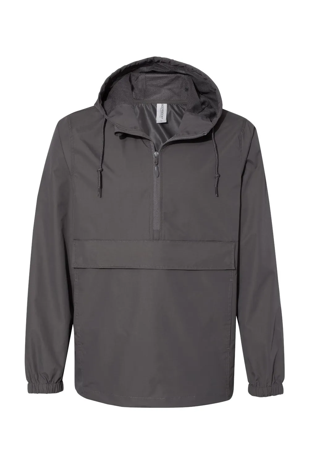Independent Trading Company Mens 1/4 Zip Waterproof Hooded Anorak Jacket - Graphite Grey