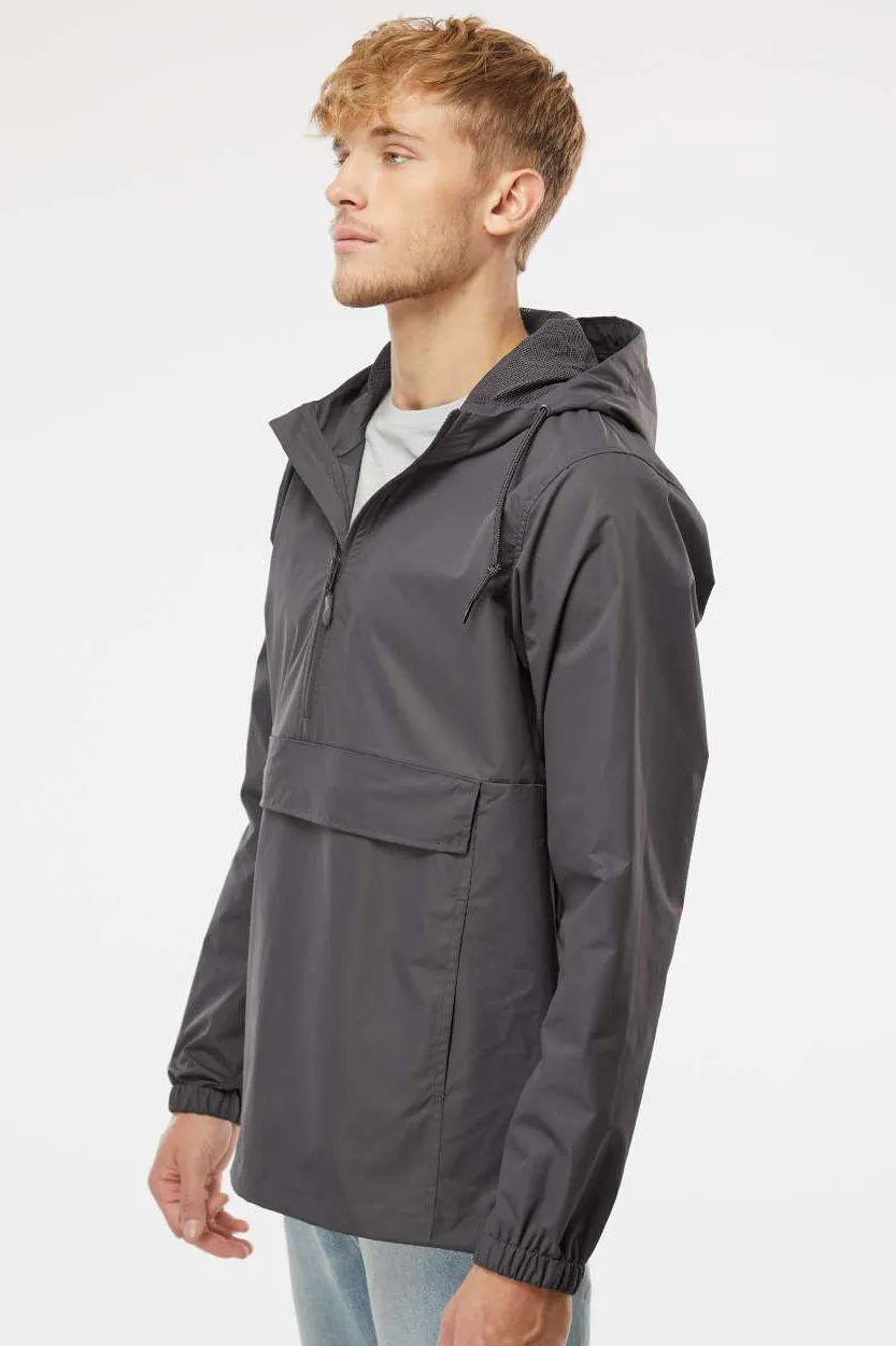 Independent Trading Company Mens 1/4 Zip Waterproof Hooded Anorak Jacket - Graphite Grey