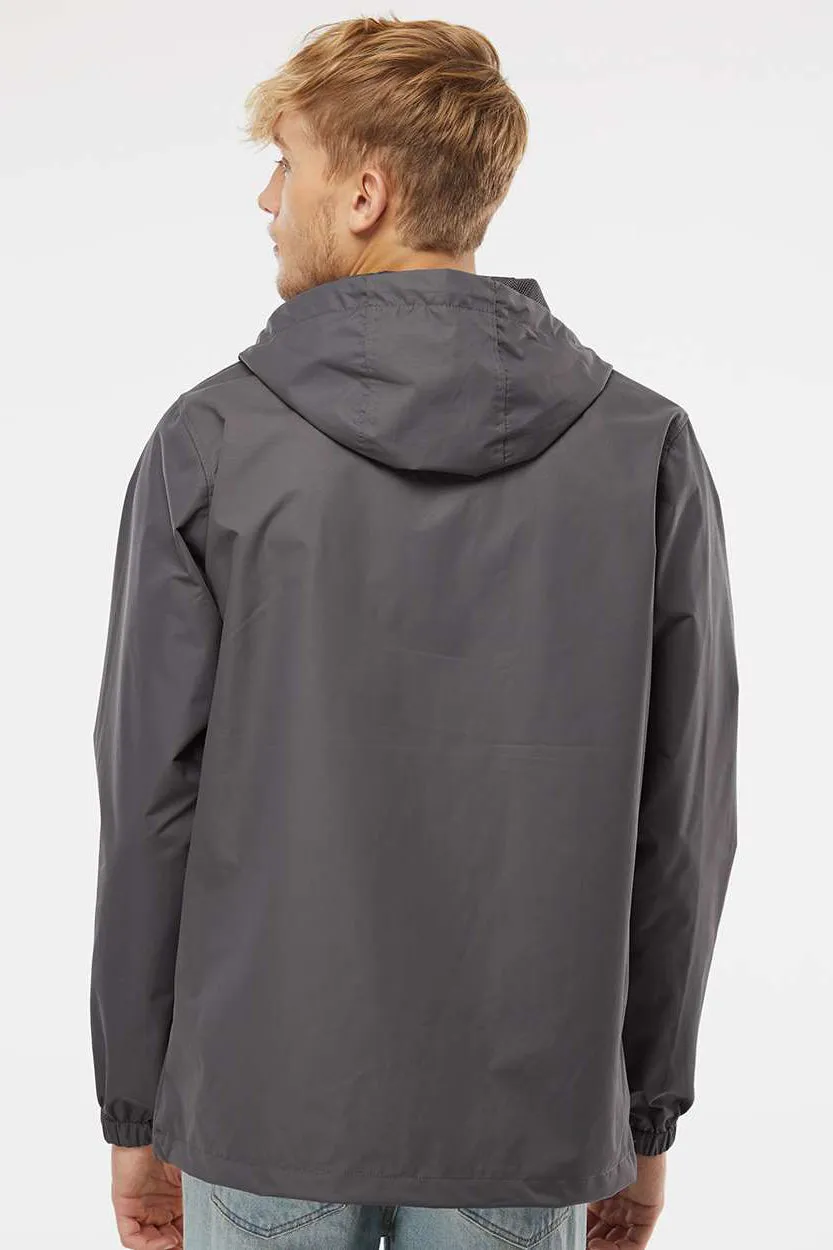 Independent Trading Company Mens 1/4 Zip Waterproof Hooded Anorak Jacket - Graphite Grey