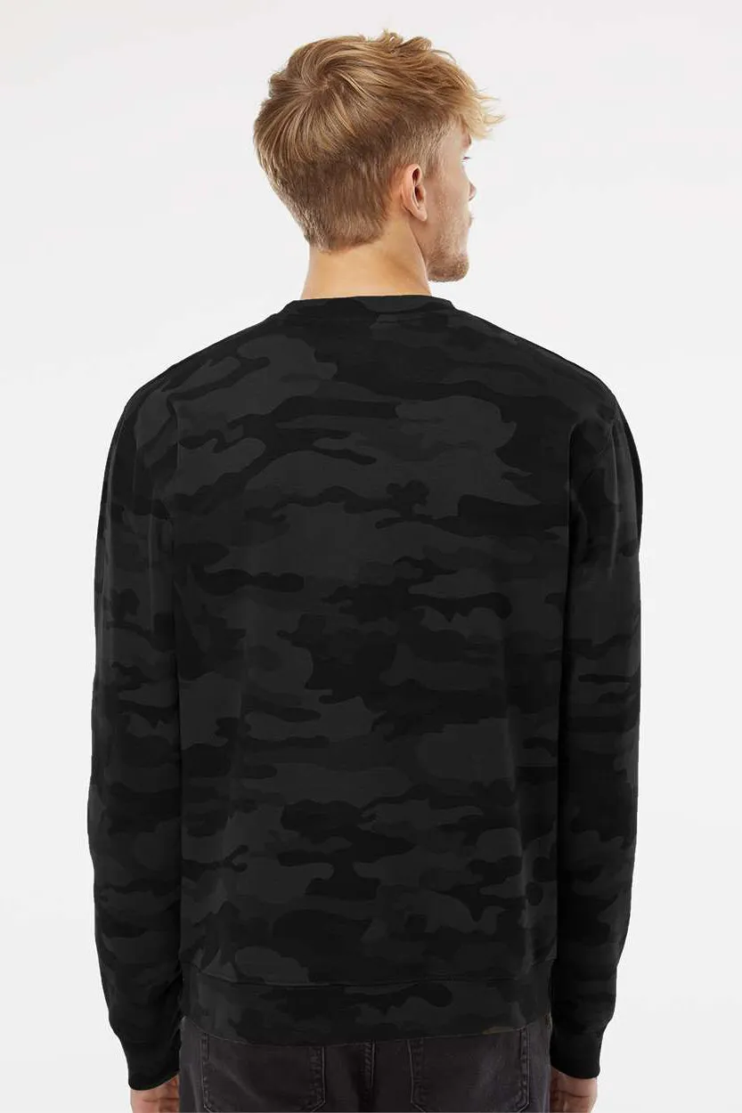 Independent Trading Company Mens Crewneck Sweatshirt - Black Camo