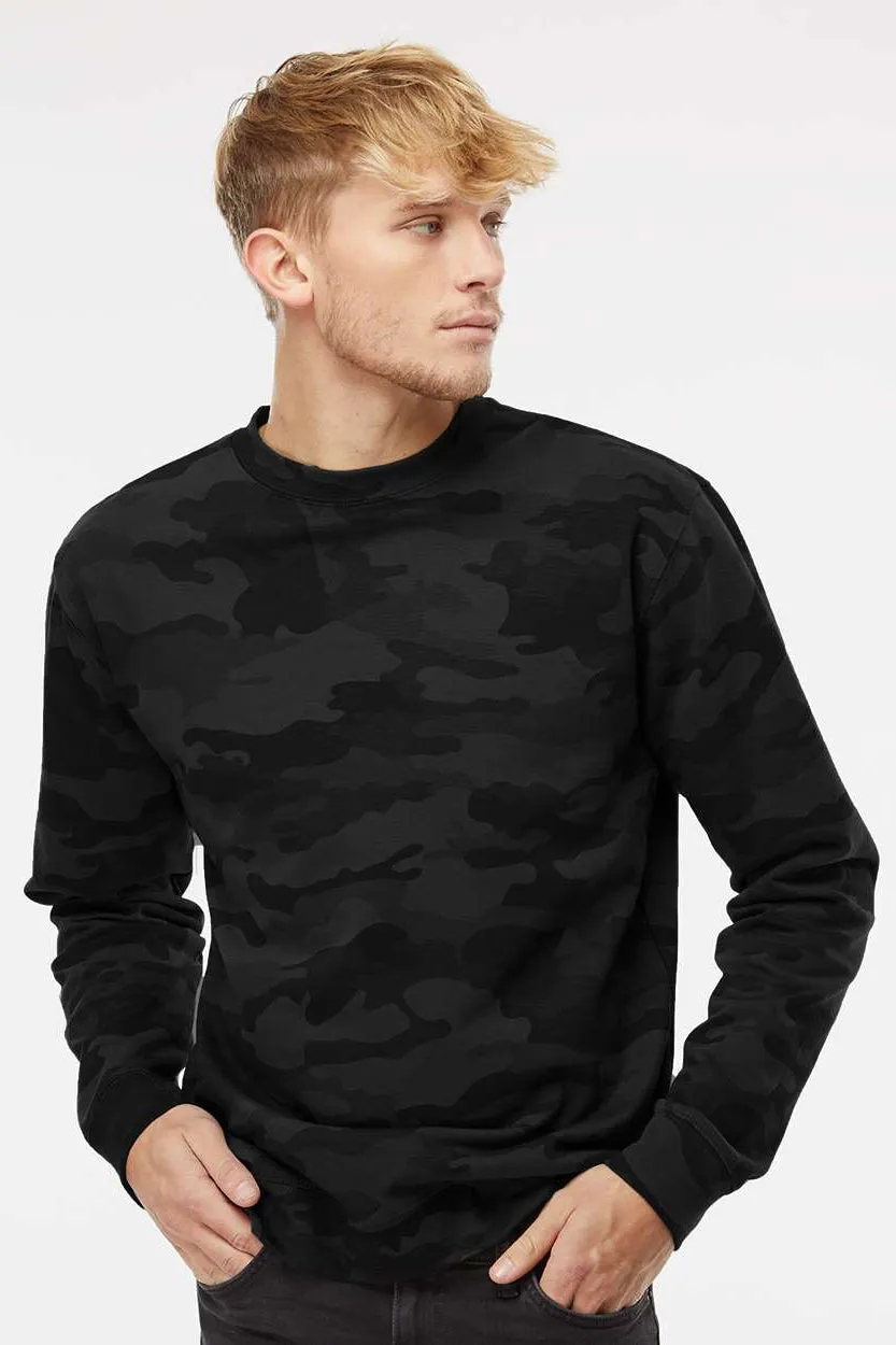 Independent Trading Company Mens Crewneck Sweatshirt - Black Camo