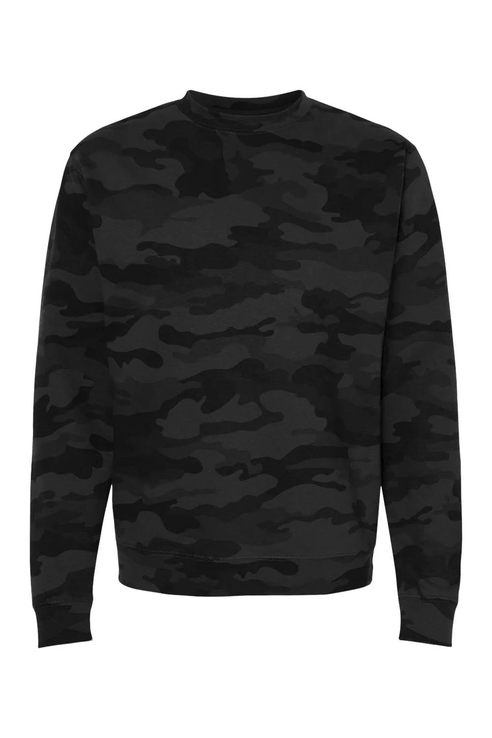 Independent Trading Company Mens Crewneck Sweatshirt - Black Camo