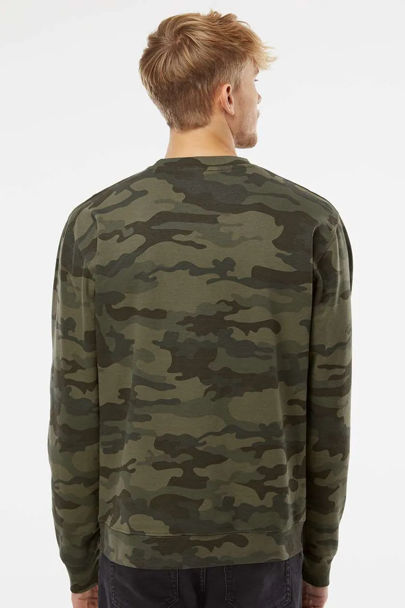 Independent Trading Company Mens Crewneck Sweatshirt - Forest Green Camo