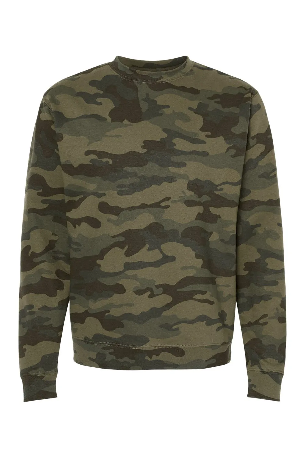 Independent Trading Company Mens Crewneck Sweatshirt - Forest Green Camo