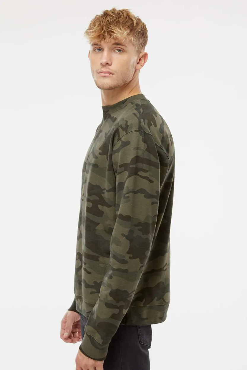 Independent Trading Company Mens Crewneck Sweatshirt - Forest Green Camo