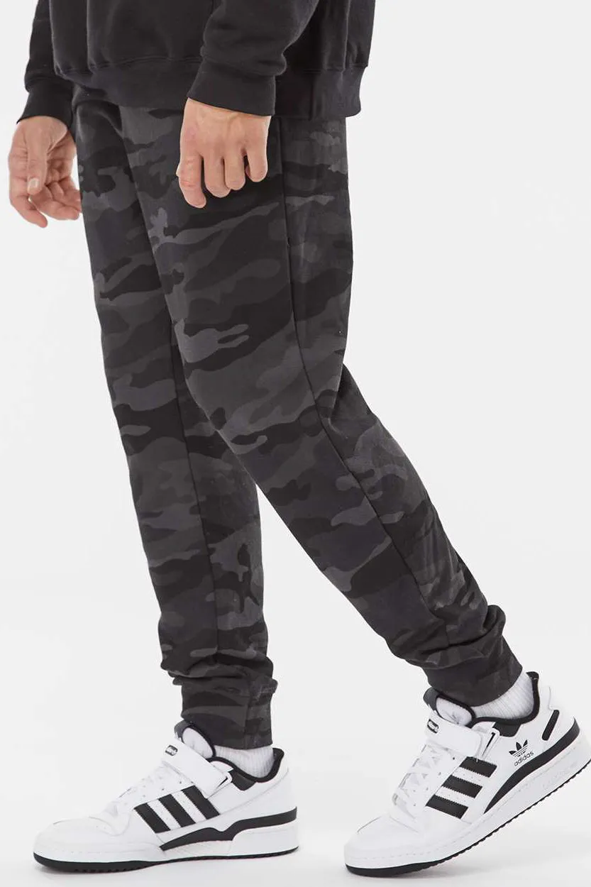 Independent Trading Company Mens Fleece Sweatpants w/ Pockets - Black Camo