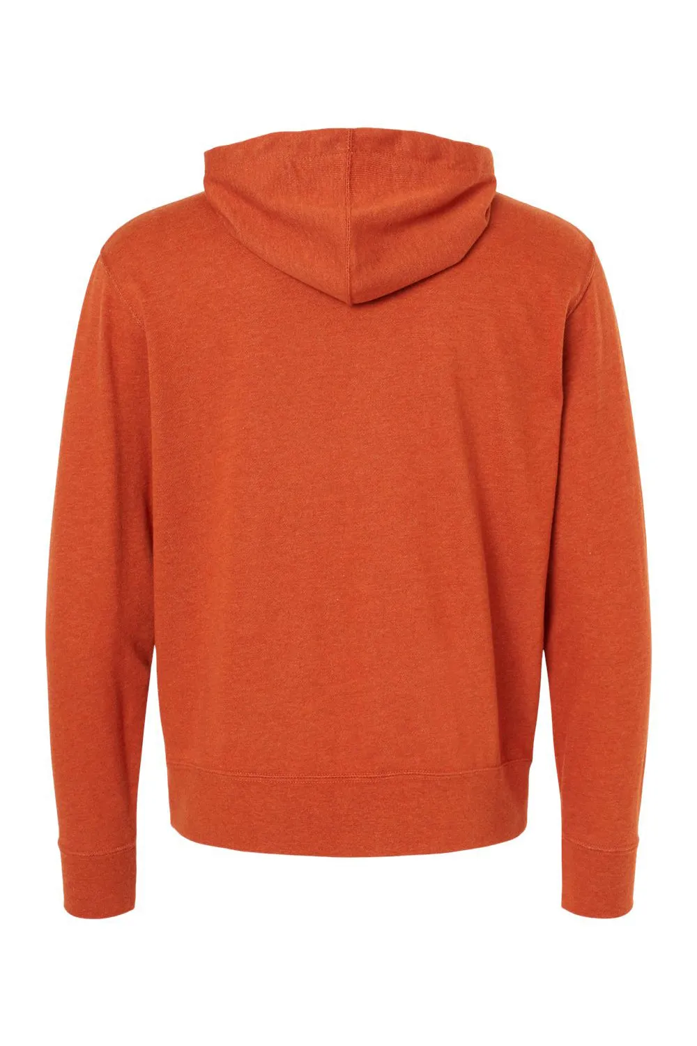 Independent Trading Company Mens French Terry Full Zip Hooded Sweatshirt Hoodie w/ Pockets - Heather Burnt Orange - Closeout