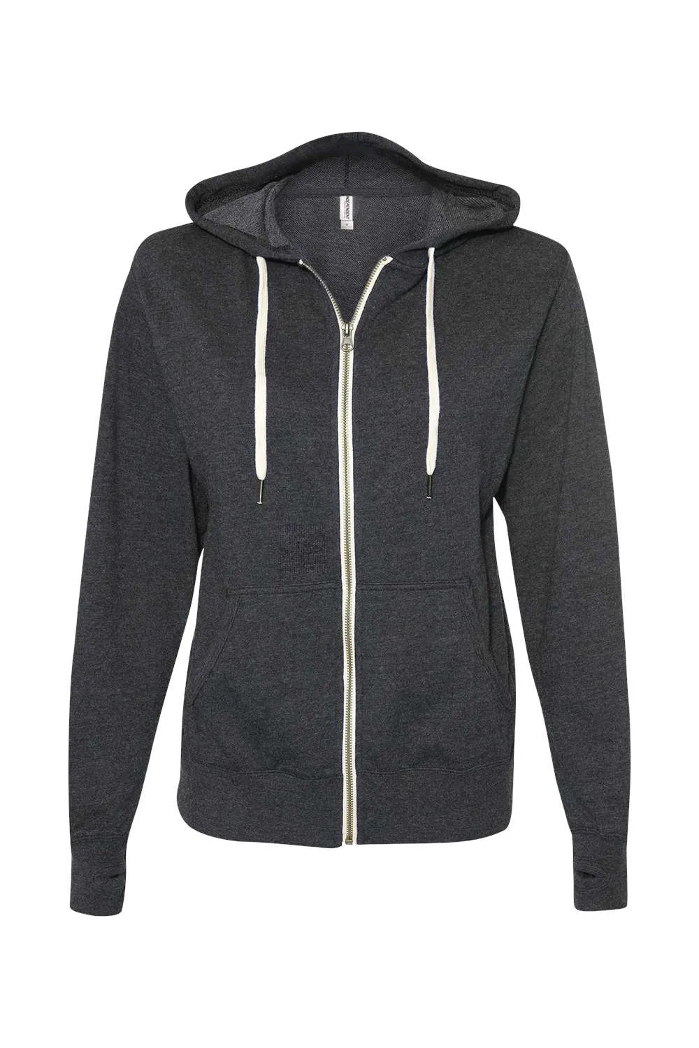 Independent Trading Company Mens French Terry Full Zip Hooded Sweatshirt Hoodie w/ Pockets - Heather Charcoal Grey