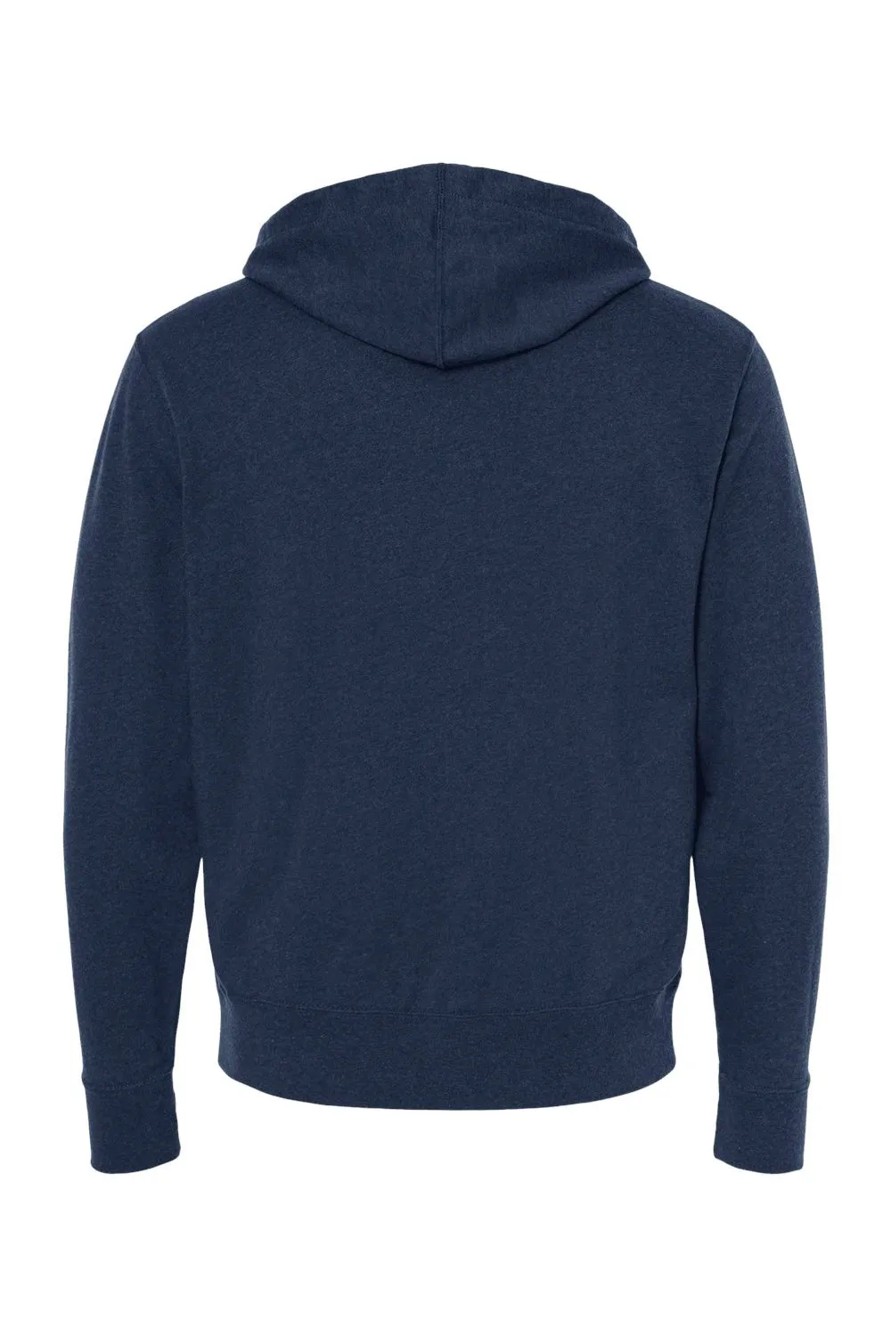 Independent Trading Company Mens French Terry Full Zip Hooded Sweatshirt Hoodie w/ Pockets - Heather Navy Blue