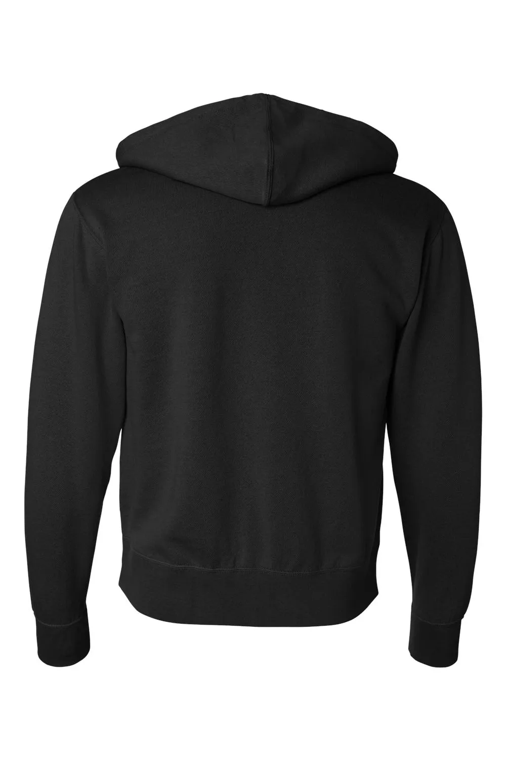 Independent Trading Company Mens Full Zip Hooded Sweatshirt Hoodie w/ Pockets - Black