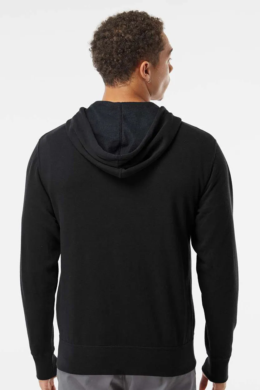 Independent Trading Company Mens Full Zip Hooded Sweatshirt Hoodie w/ Pockets - Black