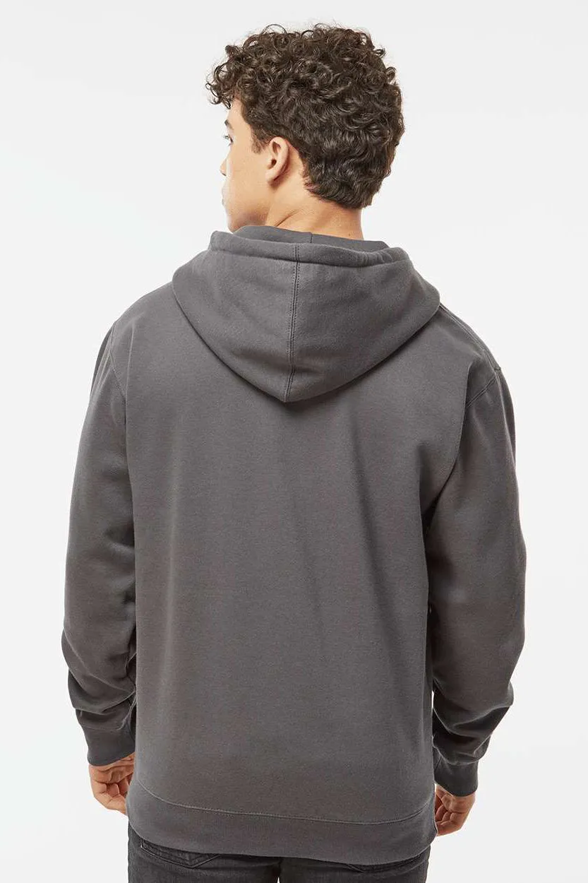 Independent Trading Company Mens Full Zip Hooded Sweatshirt Hoodie w/ Pockets - Charcoal Grey