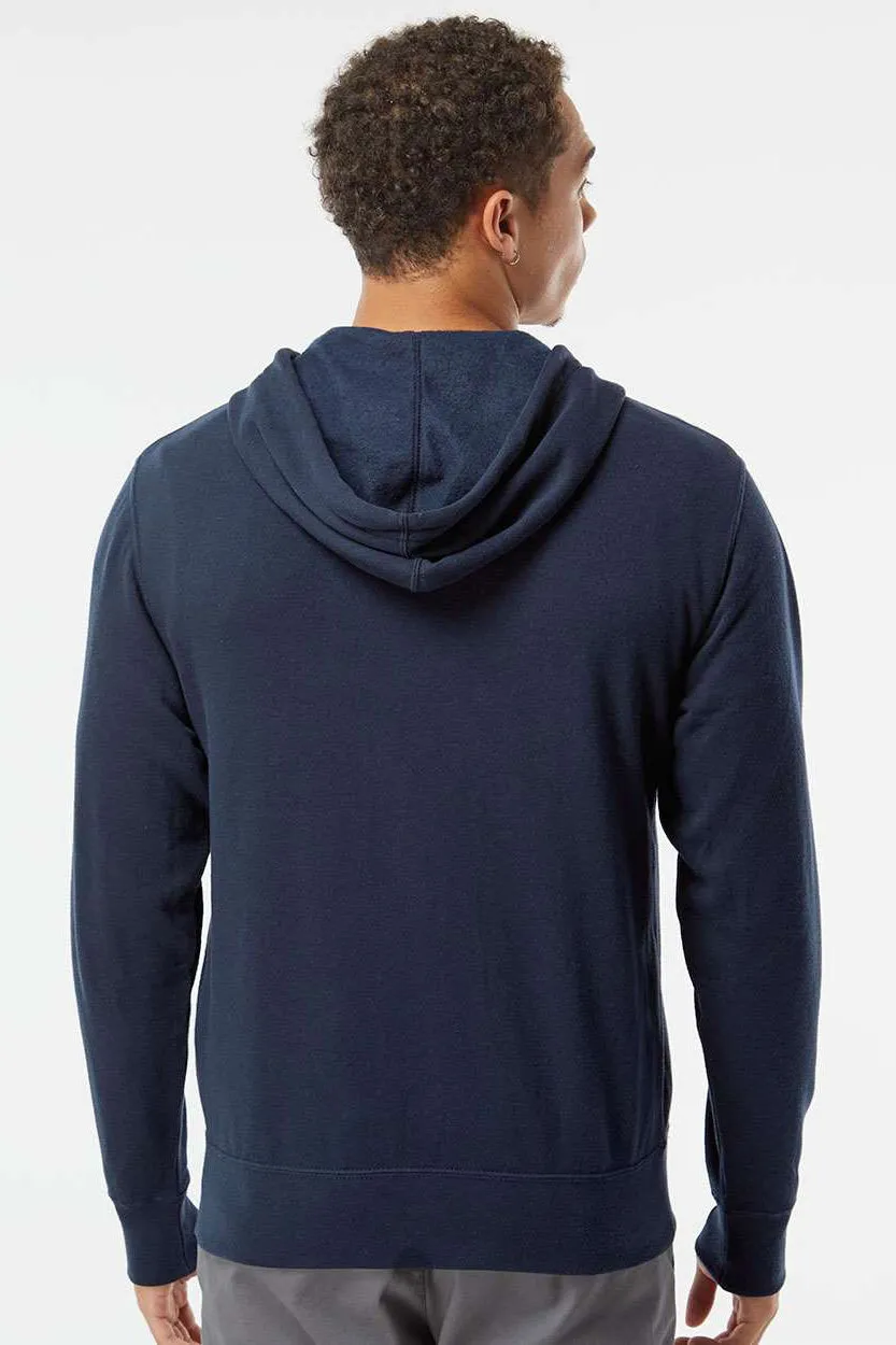 Independent Trading Company Mens Full Zip Hooded Sweatshirt Hoodie w/ Pockets - Classic Navy Blue