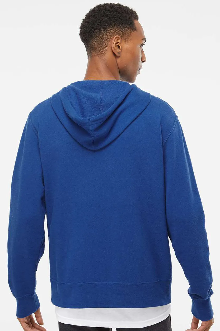 Independent Trading Company Mens Full Zip Hooded Sweatshirt Hoodie w/ Pockets - Cobalt Blue