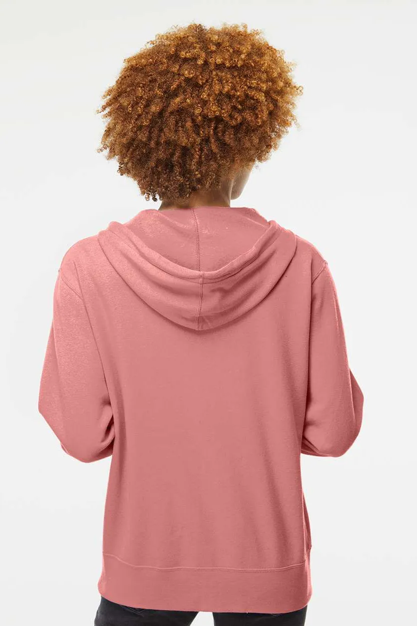 Independent Trading Company Mens Full Zip Hooded Sweatshirt Hoodie w/ Pockets - Dusty Rose Pink - Closeout