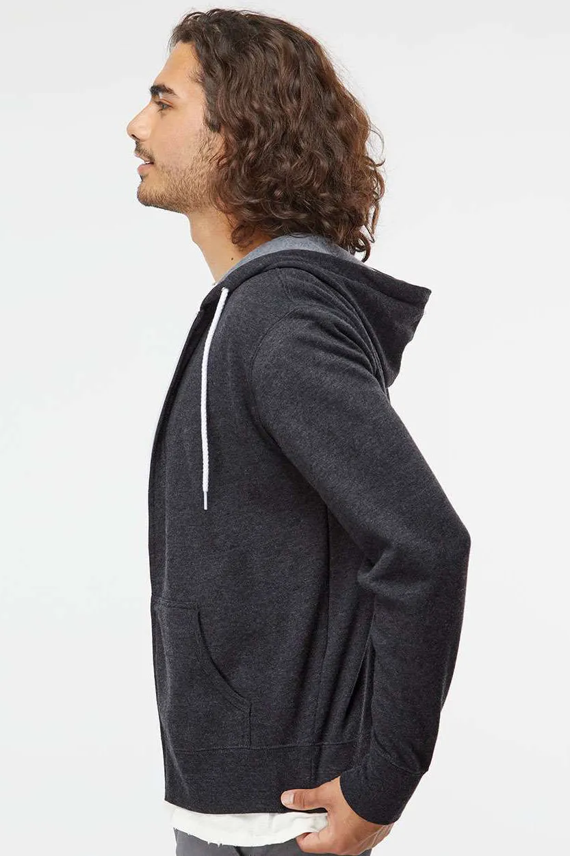 Independent Trading Company Mens Full Zip Hooded Sweatshirt Hoodie w/ Pockets - Heather Charcoal Grey