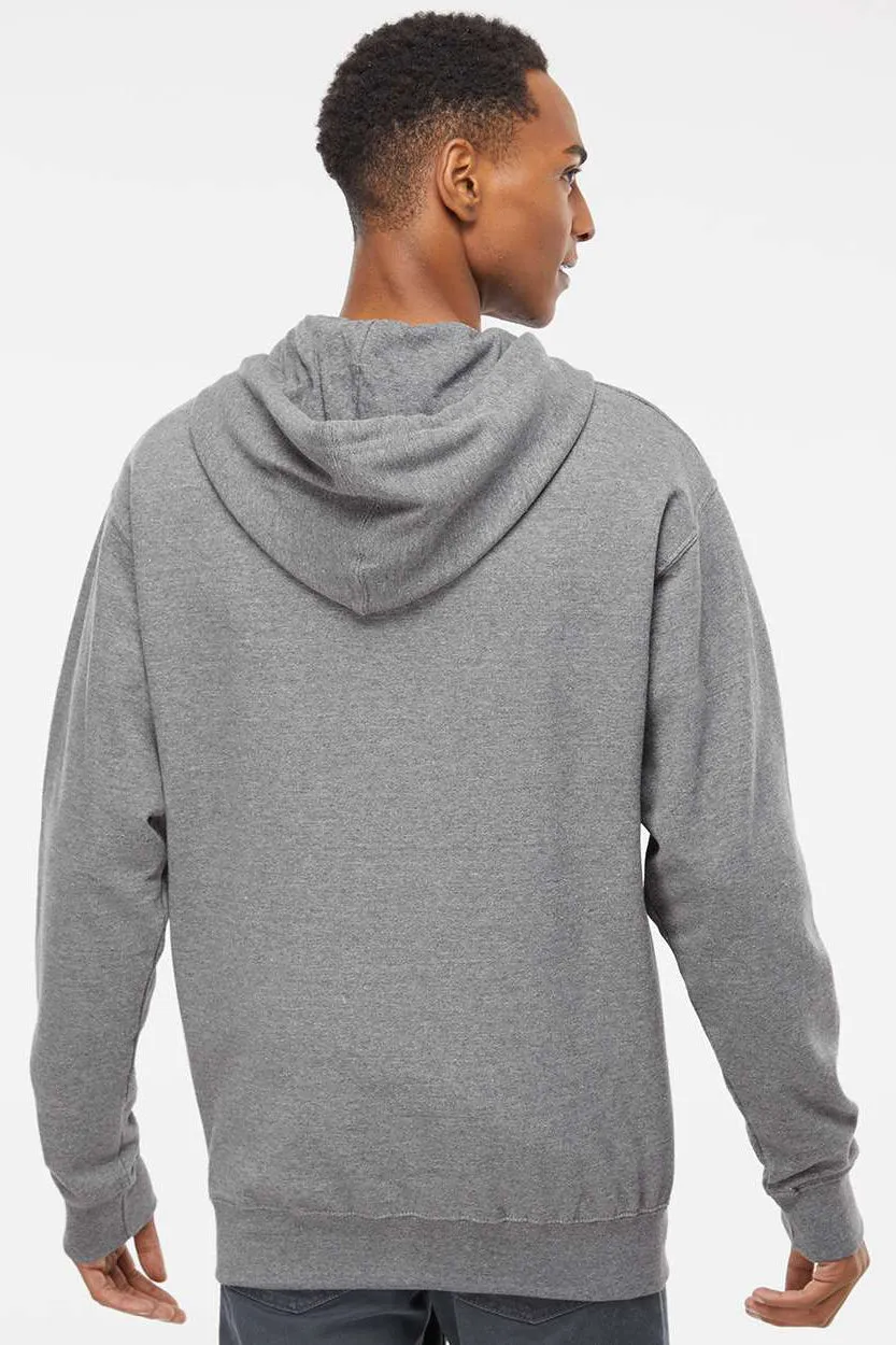 Independent Trading Company Mens Full Zip Hooded Sweatshirt Hoodie w/ Pockets - Heather Gunmetal Grey