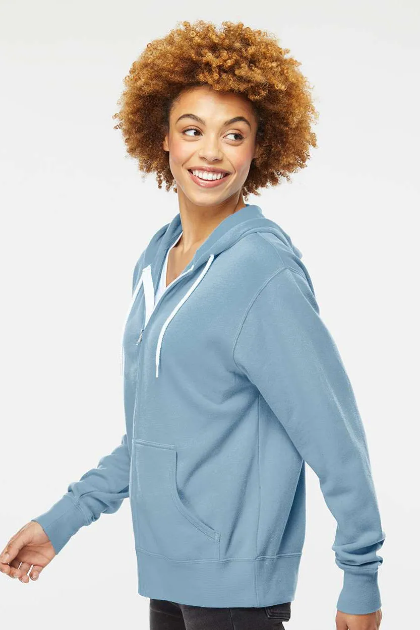 Independent Trading Company Mens Full Zip Hooded Sweatshirt Hoodie w/ Pockets - Misty Blue