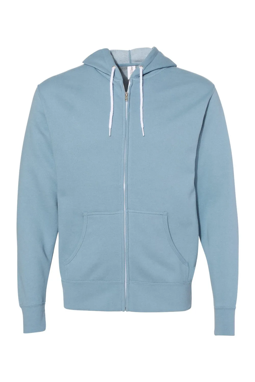 Independent Trading Company Mens Full Zip Hooded Sweatshirt Hoodie w/ Pockets - Misty Blue