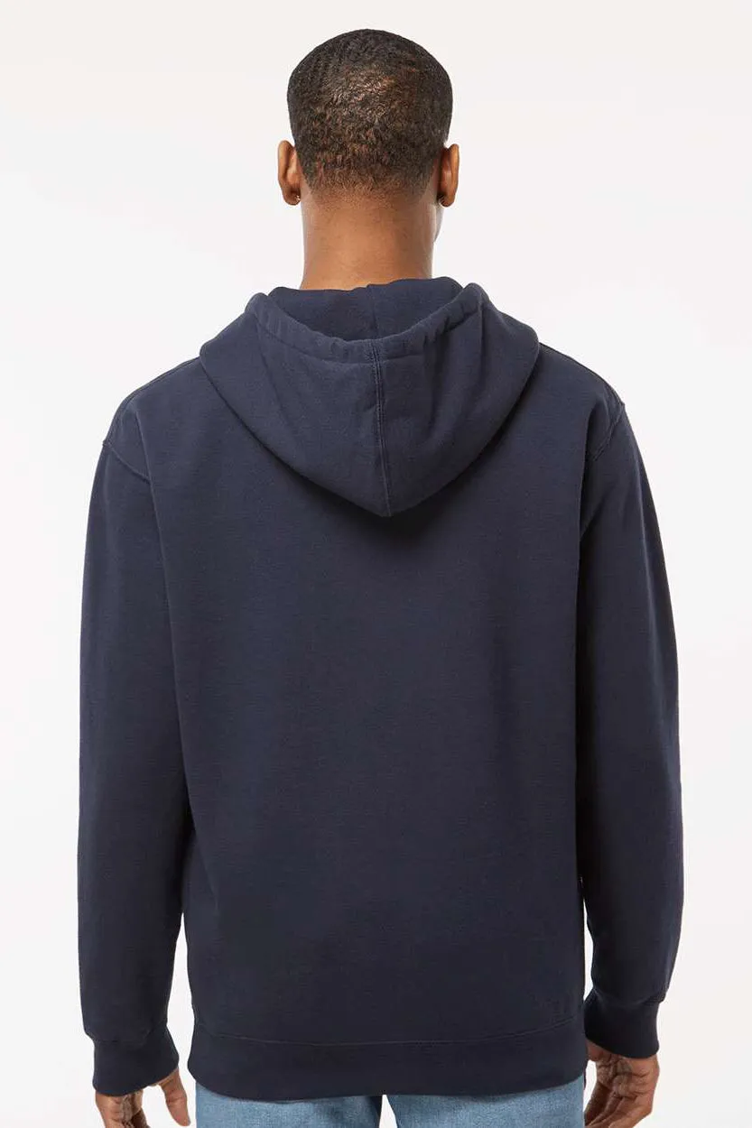 Independent Trading Company Mens Full Zip Hooded Sweatshirt Hoodie w/ Pockets - Navy Blue