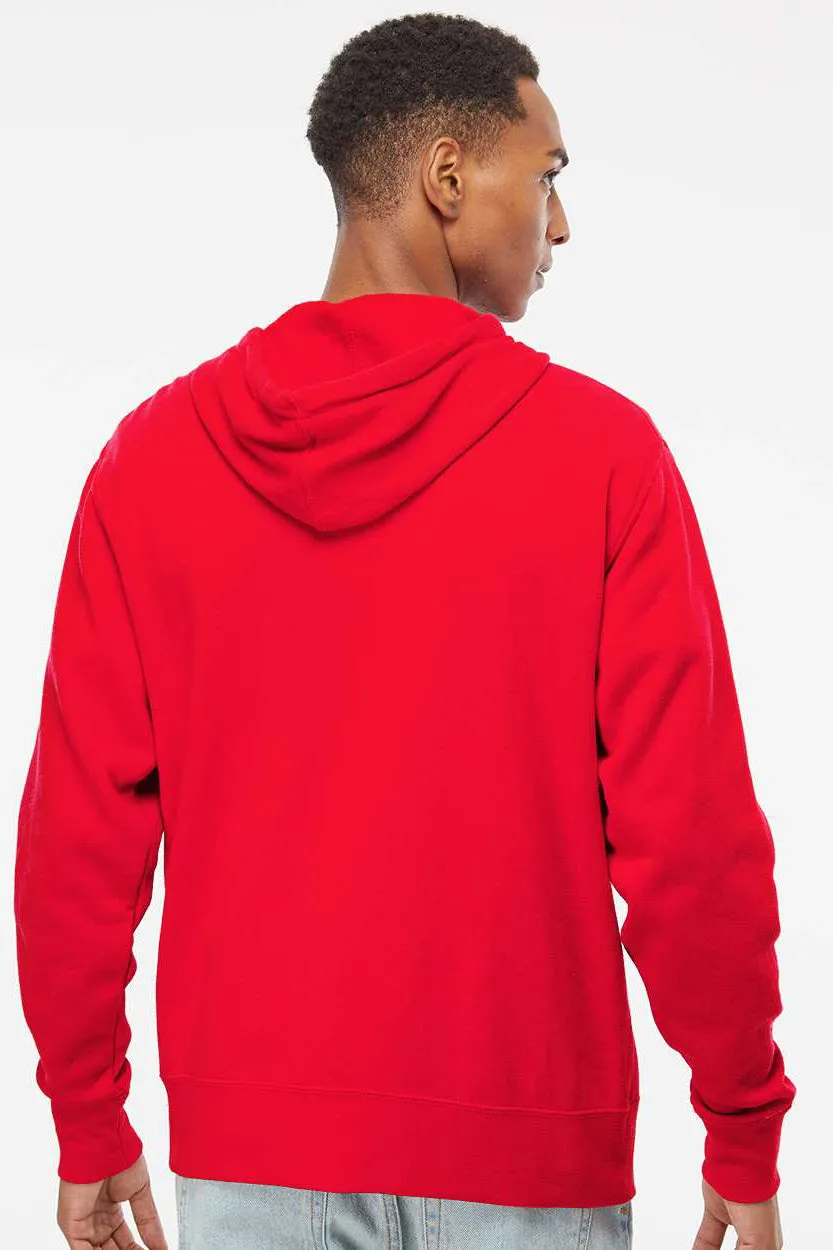 Independent Trading Company Mens Full Zip Hooded Sweatshirt Hoodie w/ Pockets - Red
