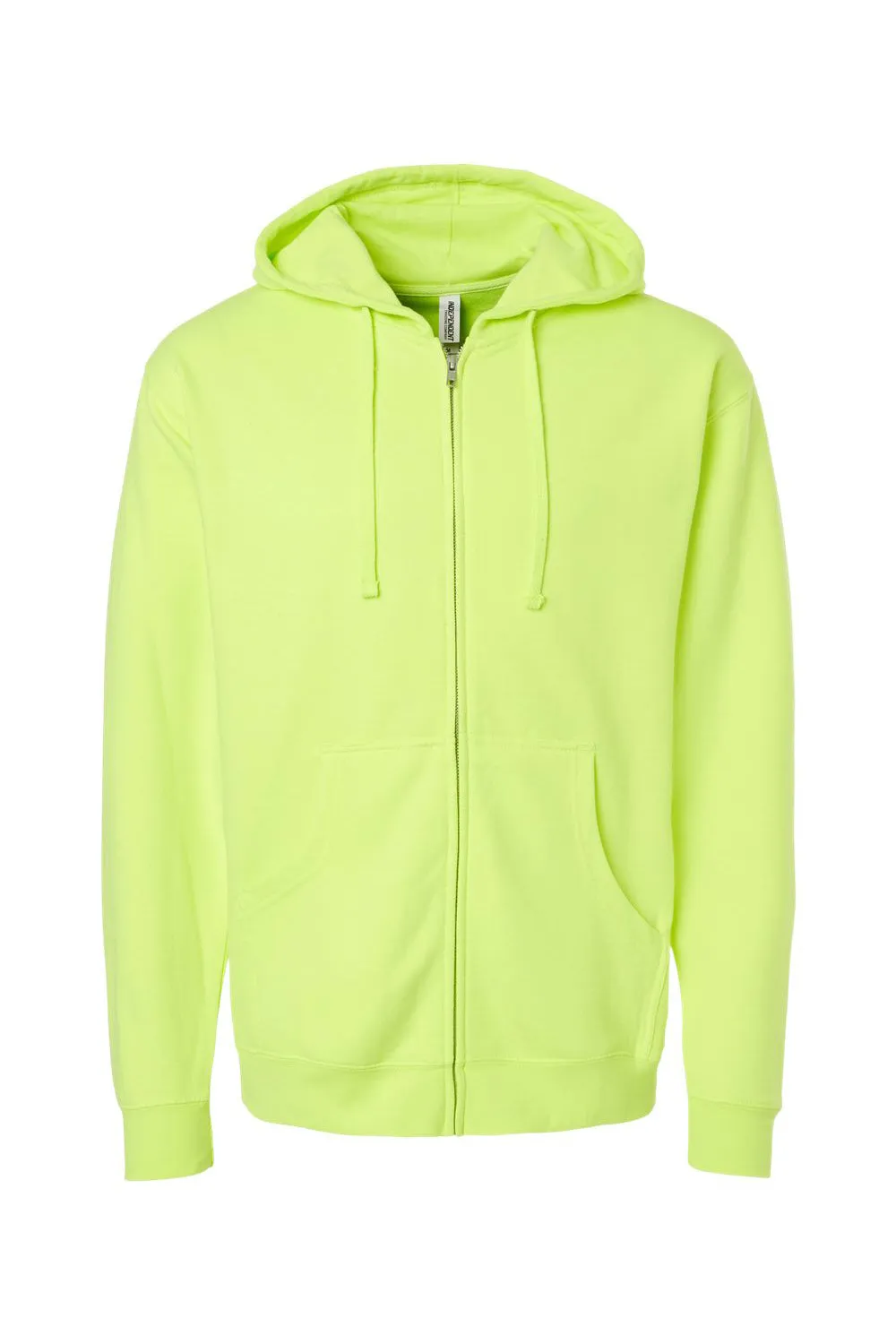 Independent Trading Company Mens Full Zip Hooded Sweatshirt Hoodie w/ Pockets - Safety Yellow