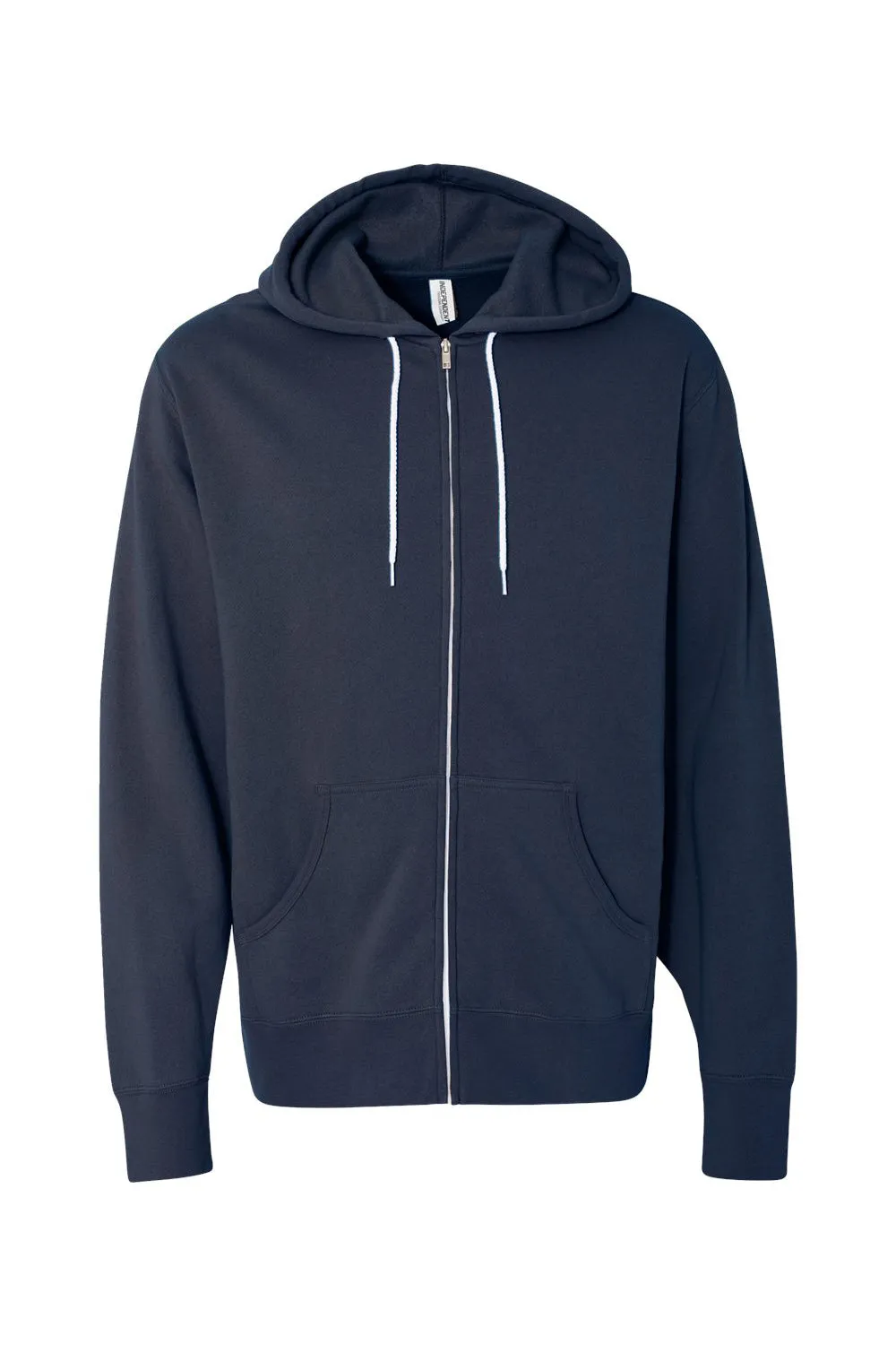 Independent Trading Company Mens Full Zip Hooded Sweatshirt Hoodie w/ Pockets - Slate Blue - Closeout