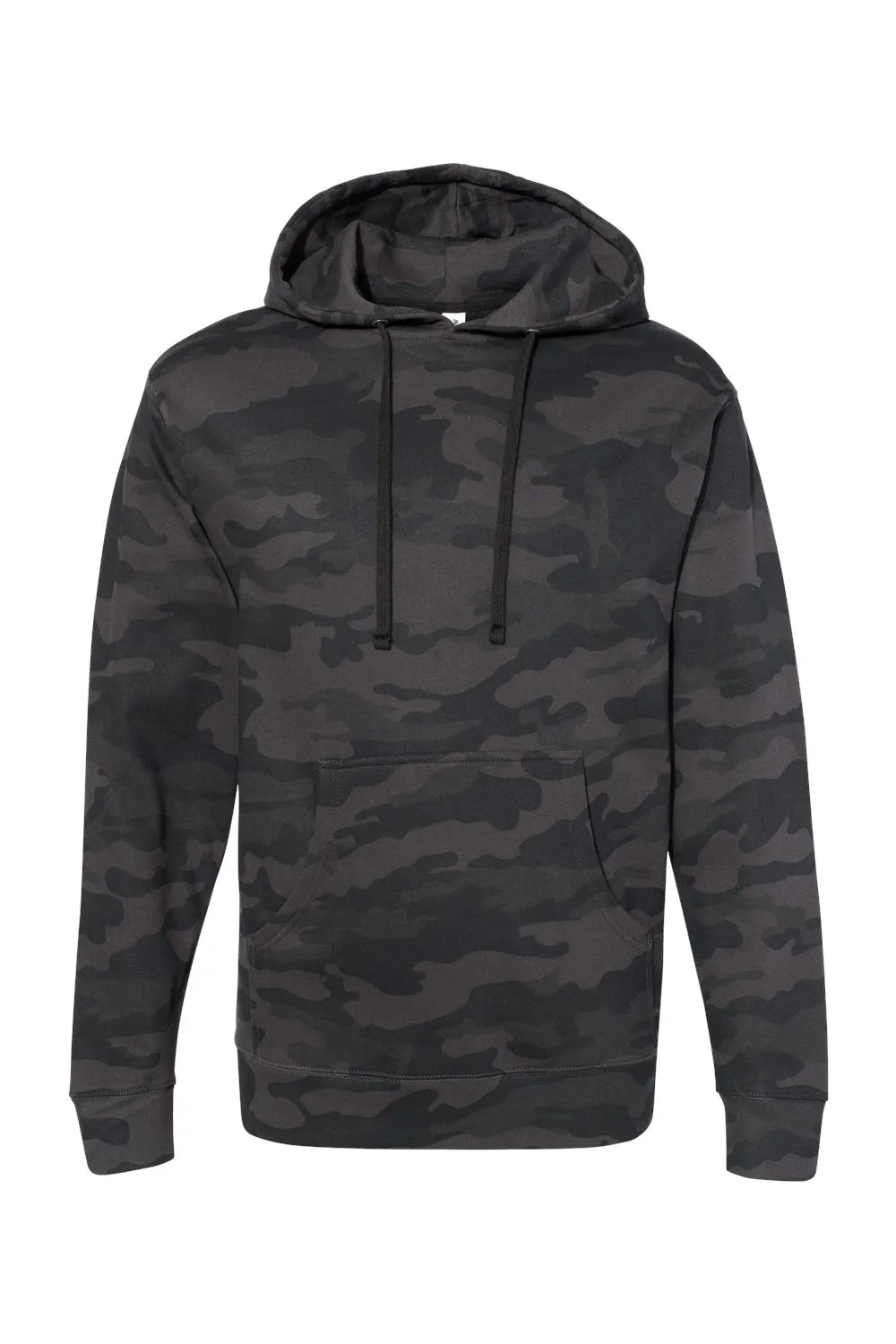 Independent Trading Company Mens Hooded Sweatshirt Hoodie w/ Pouch Pocket - Black Camo
