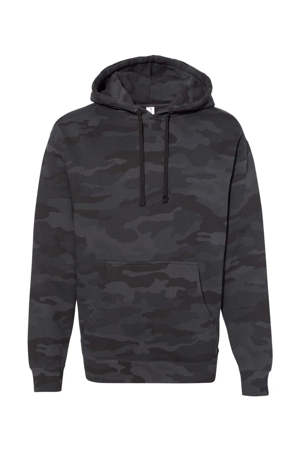 Independent Trading Company Mens Hooded Sweatshirt Hoodie w/ Pouch Pocket - Black Camo