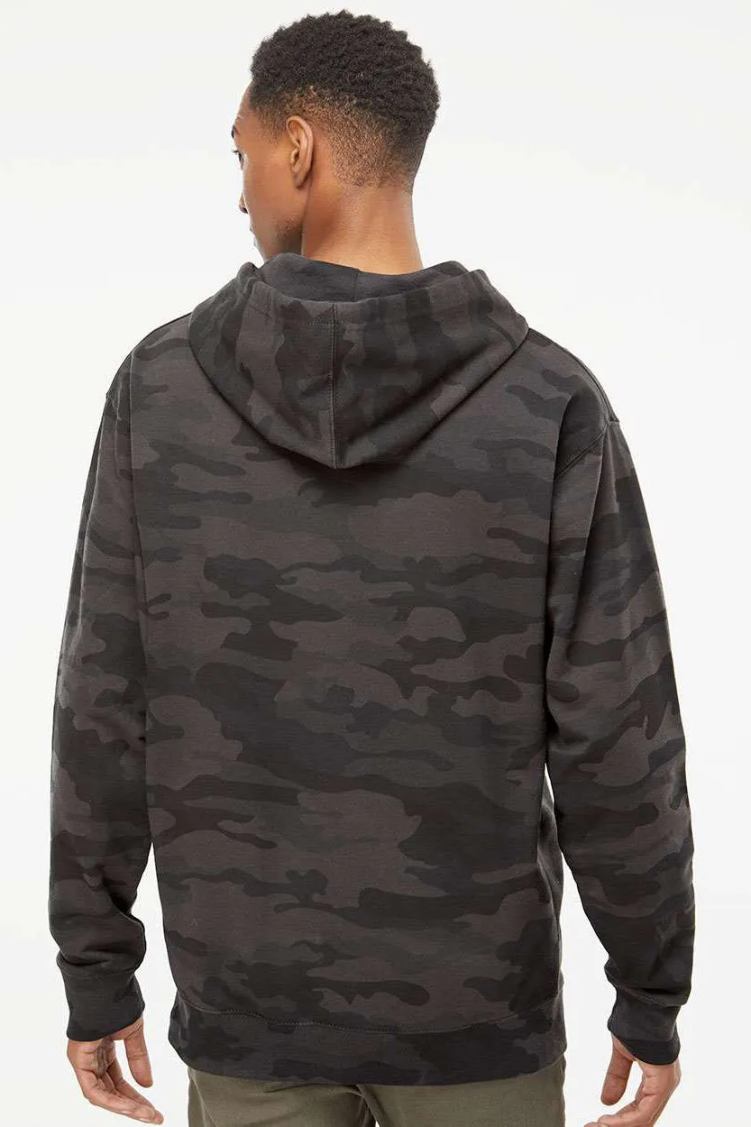 Independent Trading Company Mens Hooded Sweatshirt Hoodie w/ Pouch Pocket - Black Camo