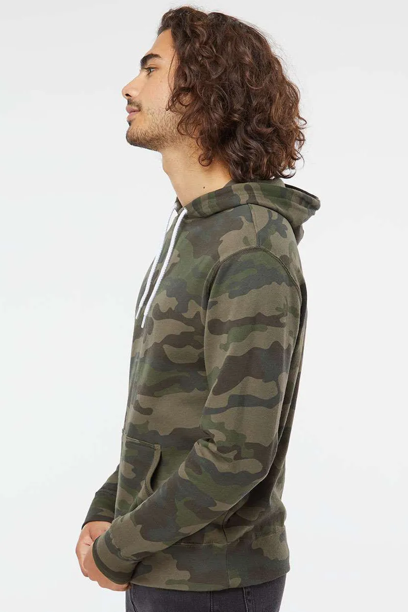 Independent Trading Company Mens Hooded Sweatshirt Hoodie w/ Pouch Pocket - Forest Green Camo
