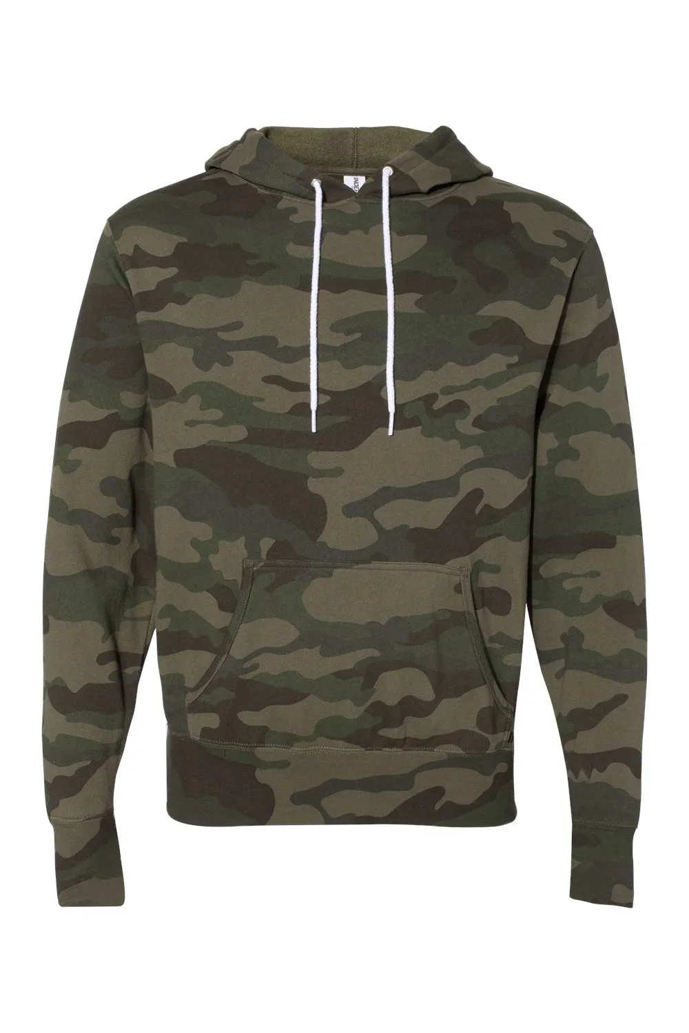 Independent Trading Company Mens Hooded Sweatshirt Hoodie w/ Pouch Pocket - Forest Green Camo