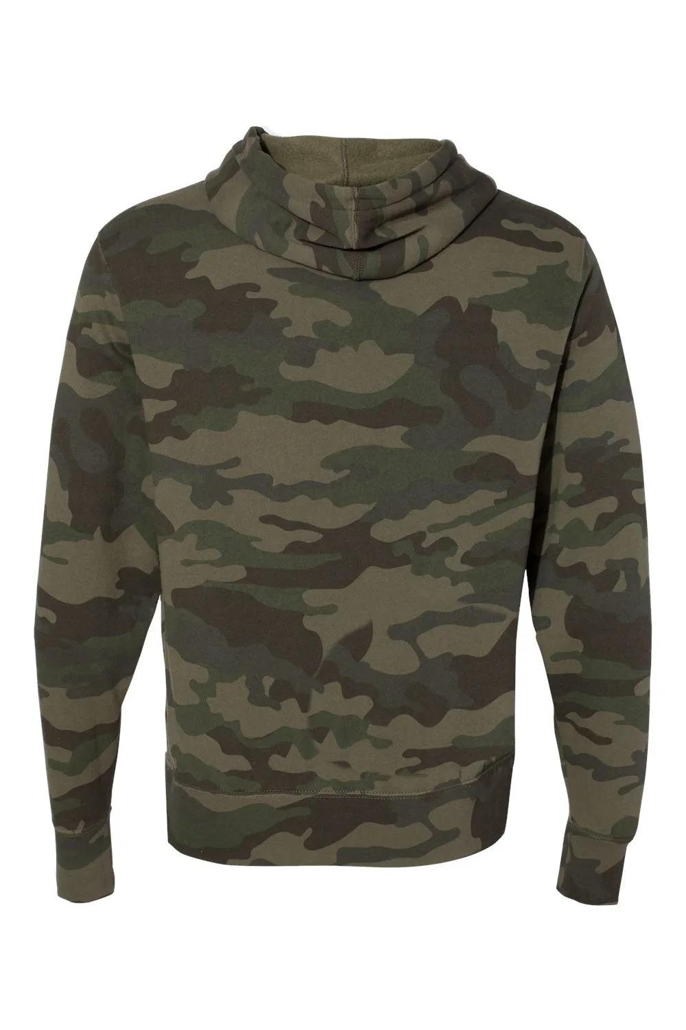 Independent Trading Company Mens Hooded Sweatshirt Hoodie w/ Pouch Pocket - Forest Green Camo