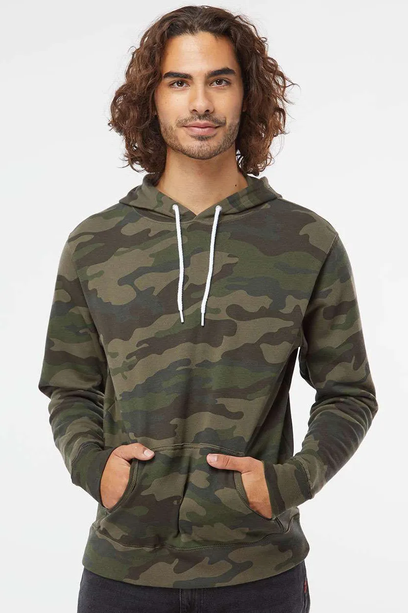 Independent Trading Company Mens Hooded Sweatshirt Hoodie w/ Pouch Pocket - Forest Green Camo