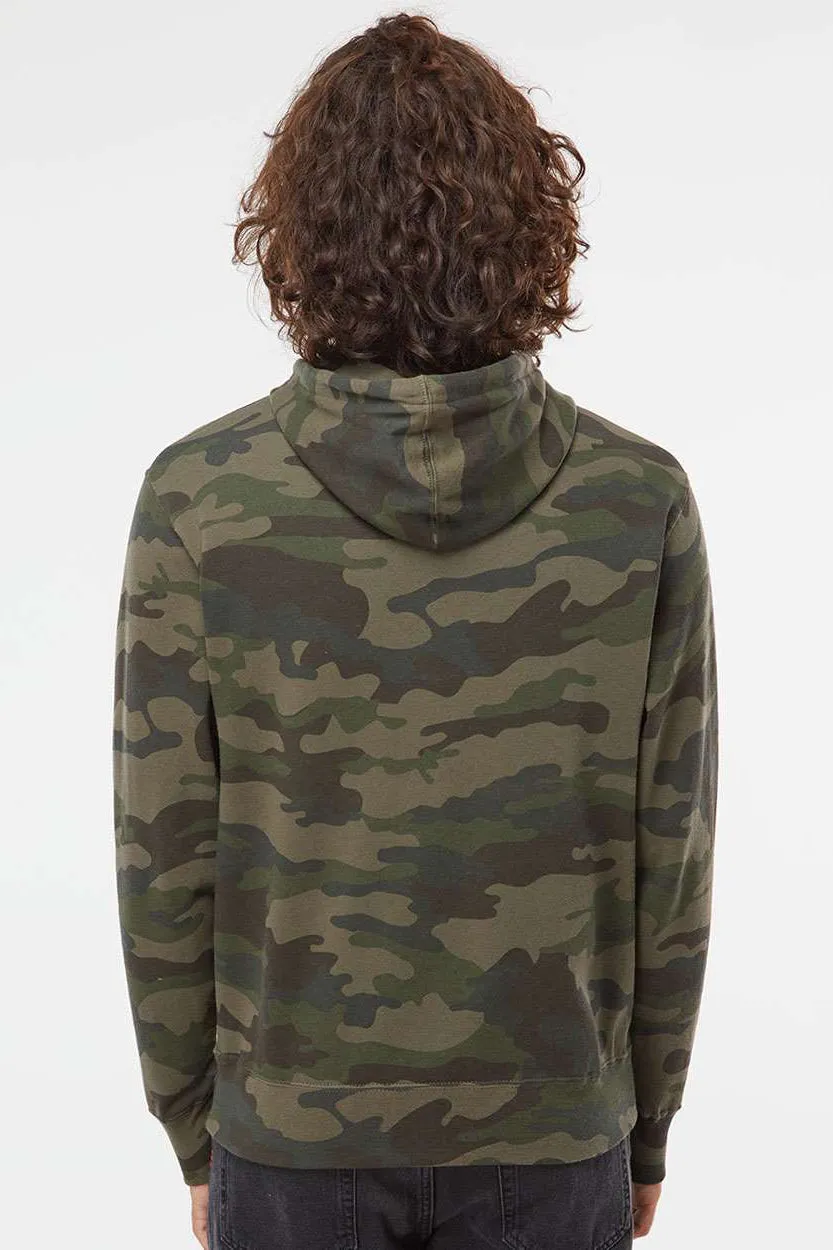 Independent Trading Company Mens Hooded Sweatshirt Hoodie w/ Pouch Pocket - Forest Green Camo