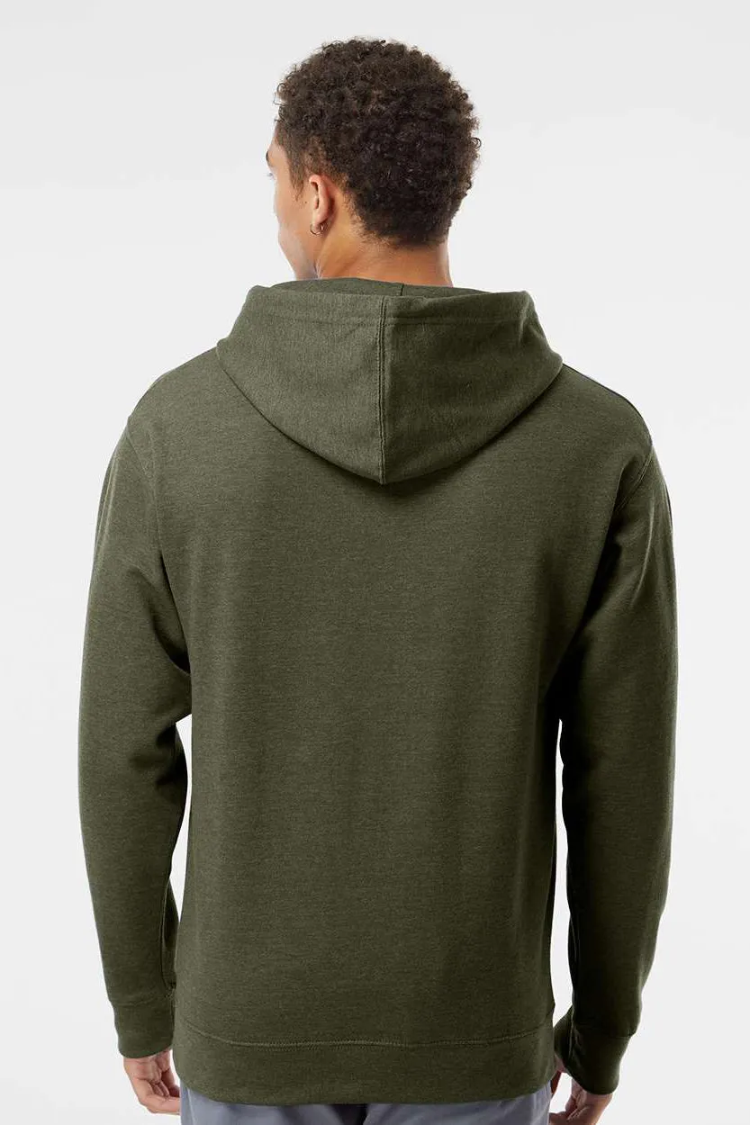 Independent Trading Company Mens Hooded Sweatshirt Hoodie w/ Pouch Pocket - Heather Army Green
