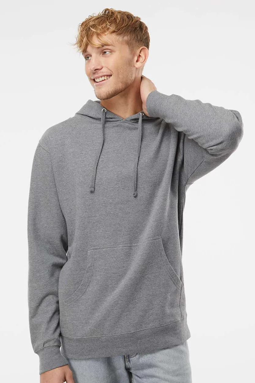 Independent Trading Company Mens Hooded Sweatshirt Hoodie w/ Pouch Pocket - Heather Gunmetal Grey
