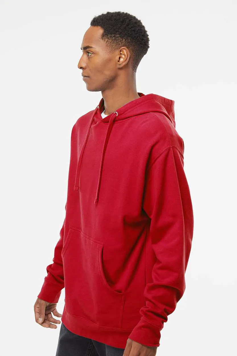 Independent Trading Company Mens Hooded Sweatshirt Hoodie w/ Pouch Pocket - Red