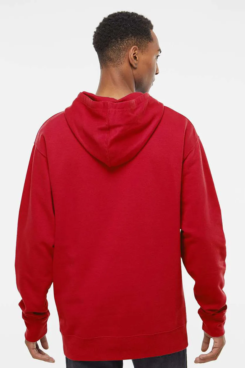 Independent Trading Company Mens Hooded Sweatshirt Hoodie w/ Pouch Pocket - Red