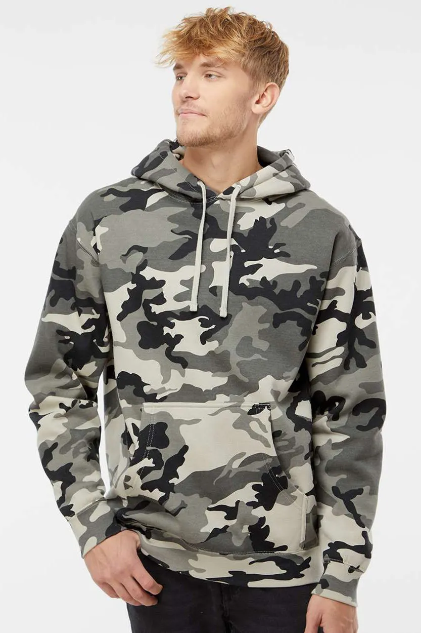 Independent Trading Company Mens Hooded Sweatshirt Hoodie w/ Pouch Pocket - Snow Camo