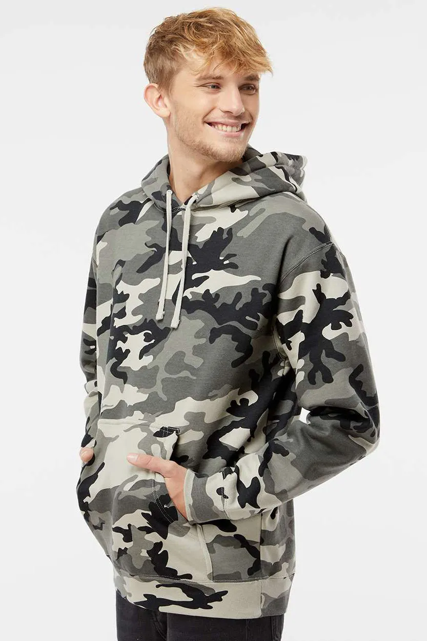 Independent Trading Company Mens Hooded Sweatshirt Hoodie w/ Pouch Pocket - Snow Camo